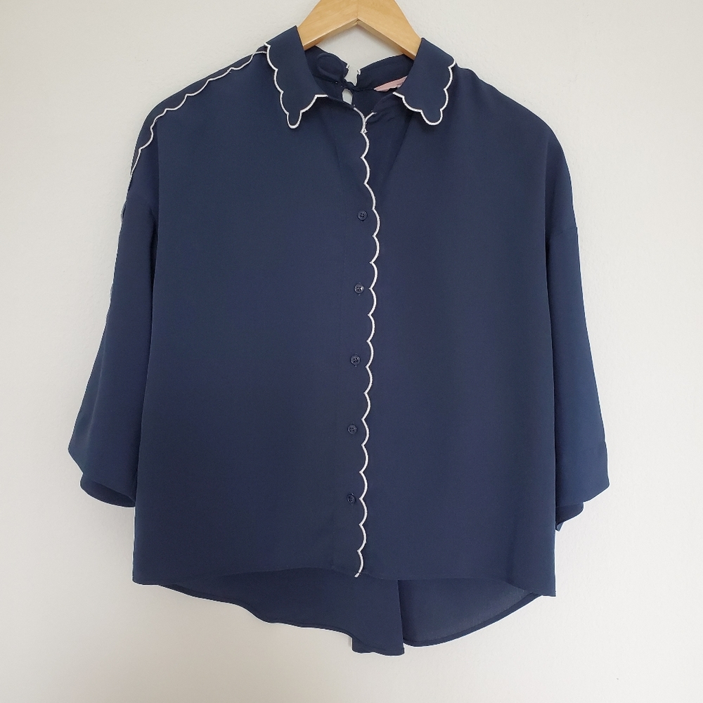 Jucy Judy Scalloped Button Down Blouse